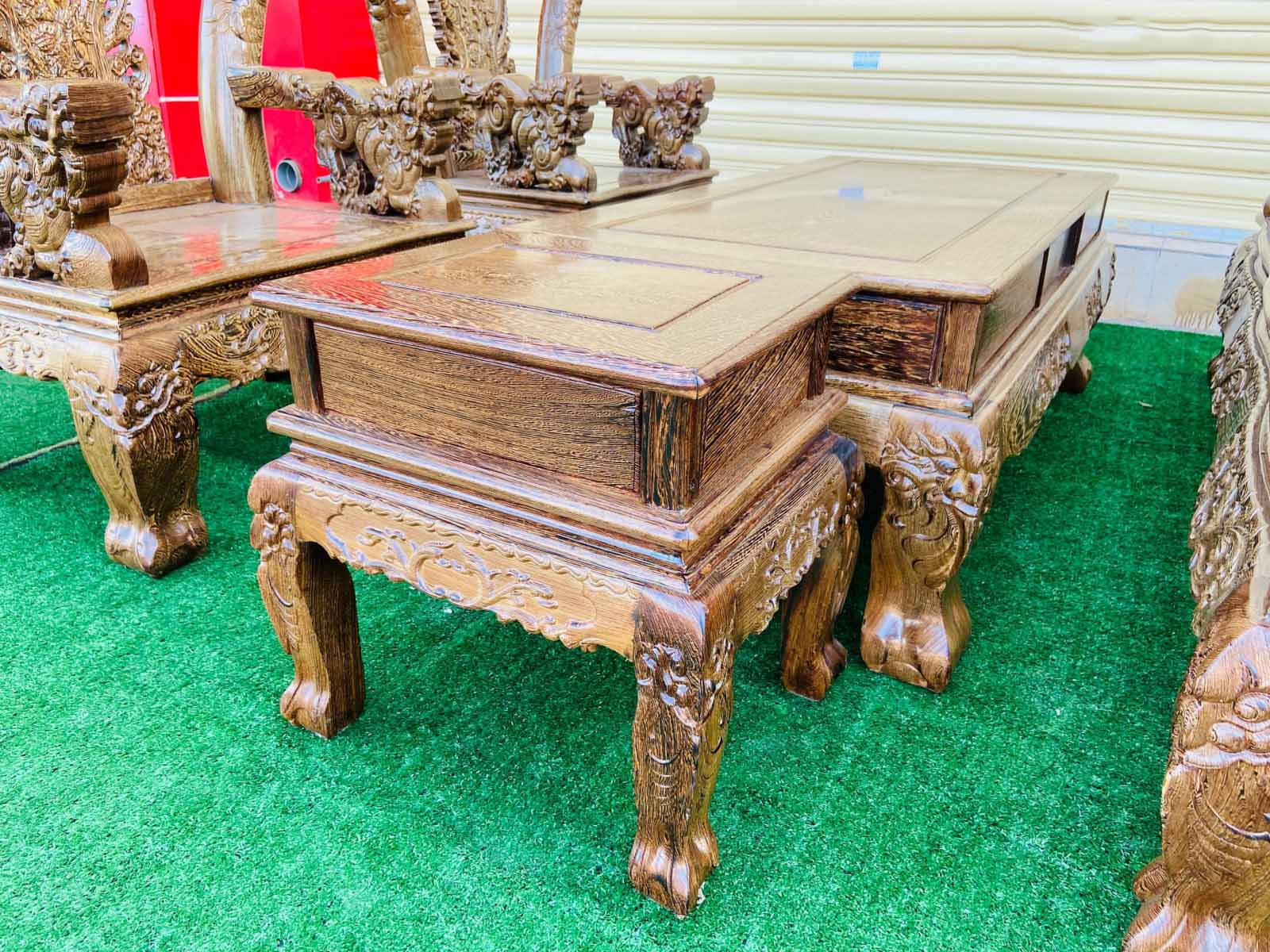 Bộ bàn ghế salon gỗ mun chạm khắc hình rồng vảy rồng | SLG03