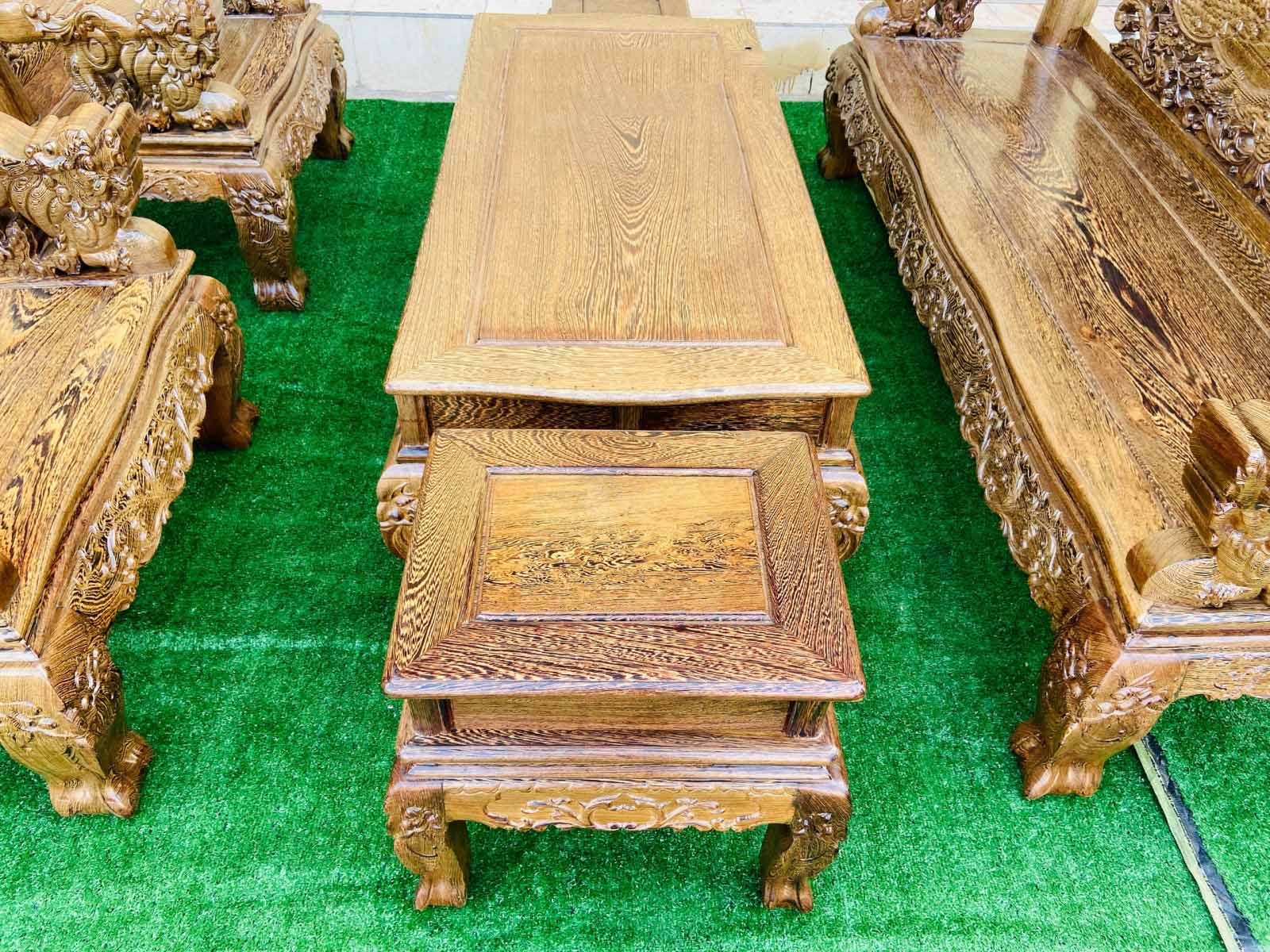 Bộ bàn ghế salon gỗ mun chạm khắc hình rồng vảy rồng | SLG03